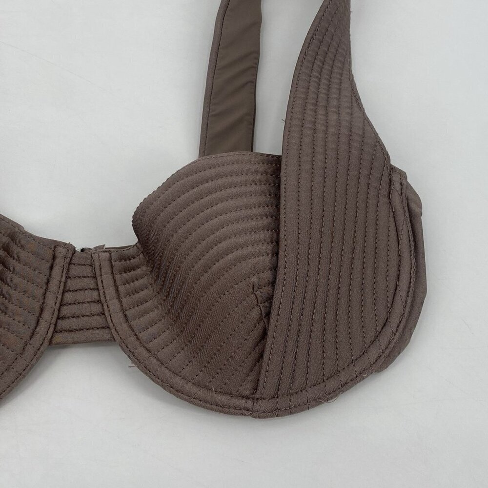 Devon Windsor Size XL Rue Top Bikini Taupe Brown Satin Swim Top - Picture 7 of 13